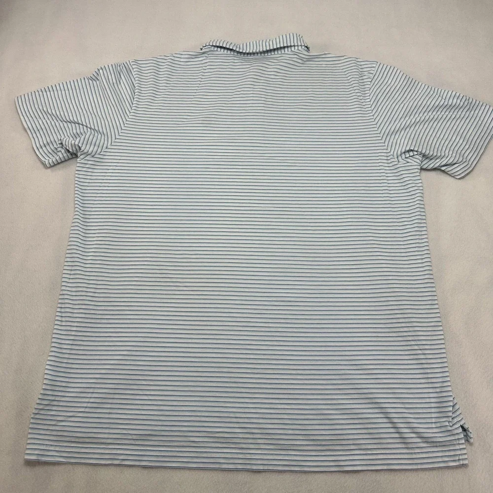 Peter Millar Polo Shirt Mens XL‎ Blue White Stripe Pima Cotton Golf Casual Knit
